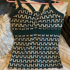 Prana Black and Blue Geometric Tank Top